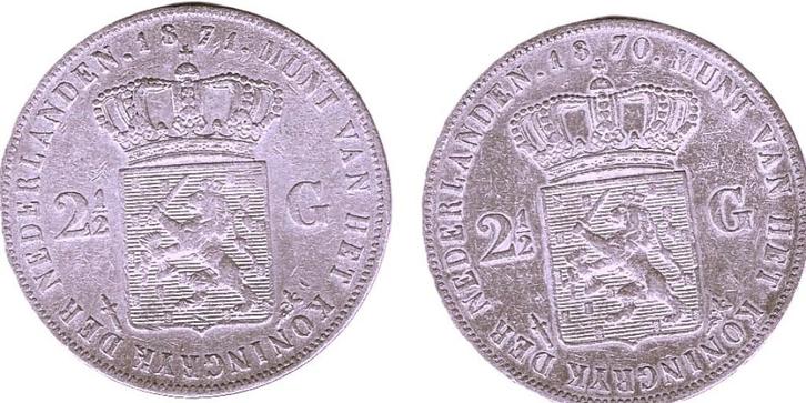 WILLEM III RIJKSDAALDERS 1870 - 1871, Postzegels en Munten, Munten | Nederland, 2½ gulden, Koning Willem III, Verzenden