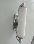 art deco design wandlamp 'tube' chroom melkglas, Huis en Inrichting, Lampen | Wandlampen, Ophalen of Verzenden, Zo goed als nieuw