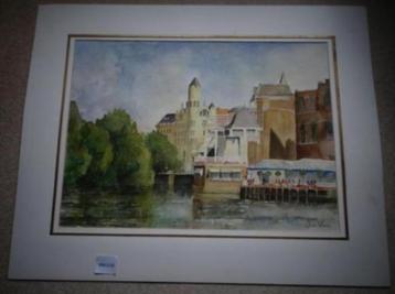 AQUAREL * GEZICHT OP HET LIDO * J. van Veen * beschikbaar voor biedingen