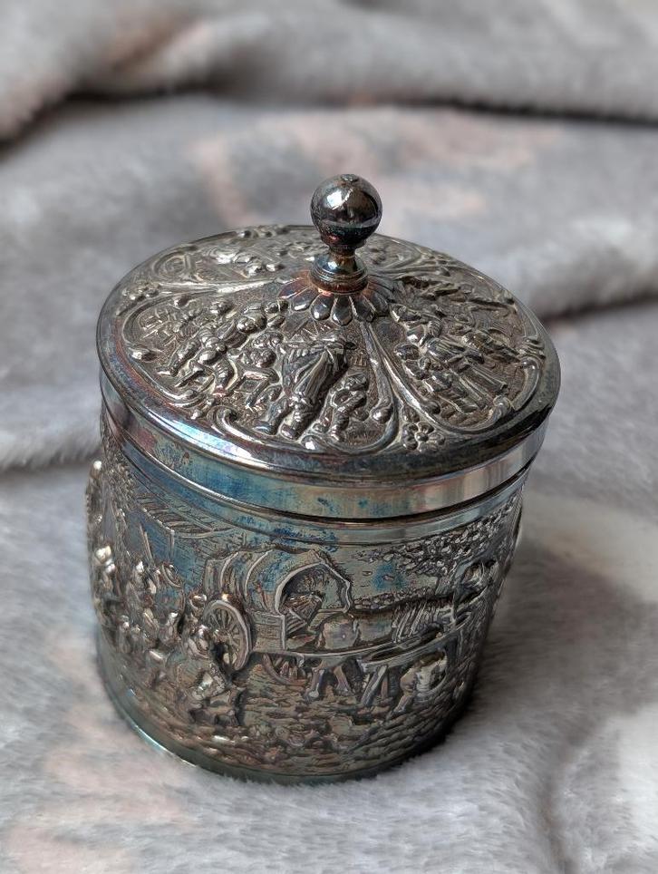 Verzilverd Theedoosje, Antiek en Kunst, Curiosa en Brocante, Ophalen of Verzenden