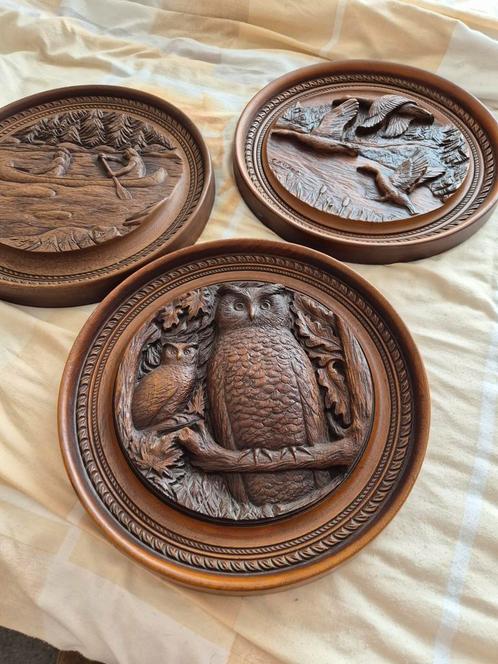 Canadese Houten Borden Set, Antiek en Kunst, Kunst | Beelden en Houtsnijwerken, Ophalen of Verzenden