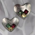 MOOIE GLIMMENDE HARTEN OORBELLEN VOORZIEN VAN STEENTJES, Overige materialen, Nieuw, Ophalen of Verzenden, Knopjes of Stekers