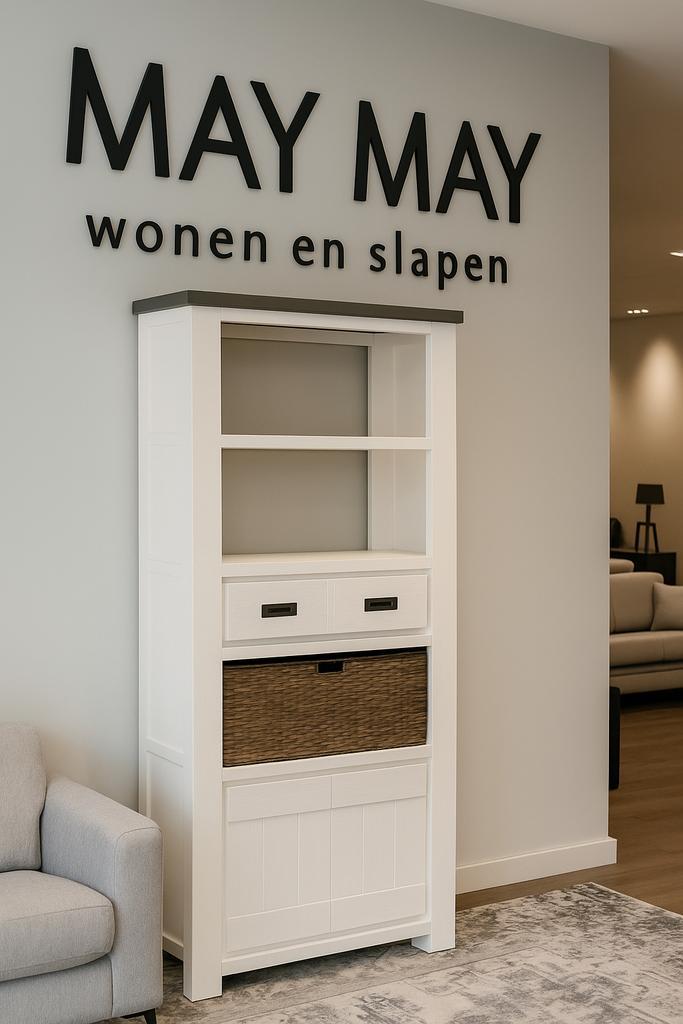 Hogekast wit/Bruin 200 x 35 x 87cm Direct/Leverbaar, Huis en Inrichting, Kasten | Boekenkasten, Nieuw, 50 tot 100 cm, 200 cm of meer