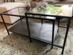 VITTSJÖ bijzettafel set van 2 zwart/glas, Huis en Inrichting, Tafels | Sidetables, Ophalen, 50 tot 100 cm, Vierkant, 25 tot 50 cm
