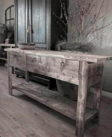 ~Stoer Sober Landelijk Houten Sidetable/Wandtafel~ beschikbaar voor biedingen