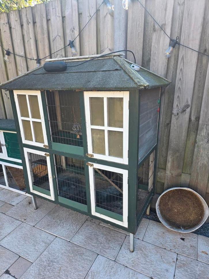 Konijnenhok met verwarmd nachthok!, Dieren en Toebehoren, Knaagdieren en Konijnen | Hokken en Kooien, Gebruikt, Hok, 90 cm of meer