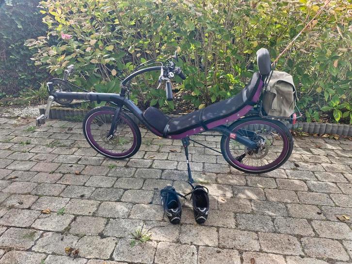 Ligfiets Challenge Hurricane met fietsschoenen, Fietsen en Brommers, Fietsen | Ligfietsen, Gebruikt, Overige merken, Bovenstuur