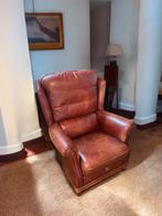 Mooie schappenleren fauteuil, zitting verstelbaar, Ophalen of Verzenden
