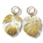 Gouden Monstera Oorbellen - Summer 2025 Collectie #41, Overige materialen, Hangers, Nieuw, Ophalen of Verzenden