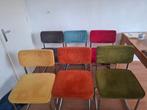 6 kleuren ribstof chroom  buisframe stoel, Huis en Inrichting, Stoelen, Ophalen, Overige kleuren, Zo goed als nieuw, Metaal