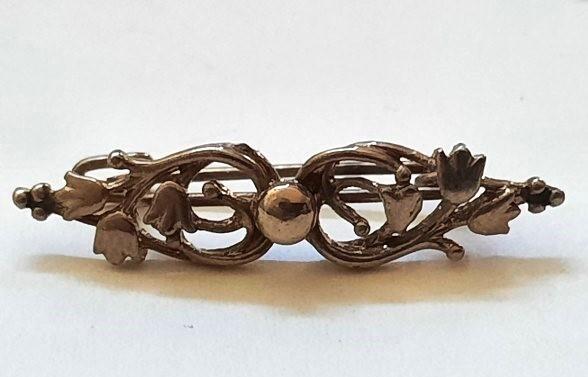 Antieke zilverkleurige broche tulpen.  ., Sieraden, Tassen en Uiterlijk, Antieke sieraden, Broche, Overige materialen, Ophalen