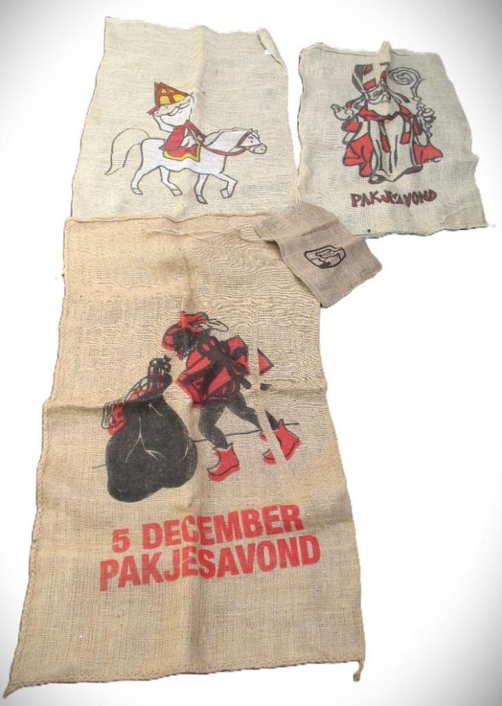 Sint~3 x Zak van Sinterklaas~Jute~Zwarte Piet~5 december, Diversen, Sinterklaas, Zo goed als nieuw, Ophalen of Verzenden
