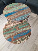 Boothout Salontafel Set, Huis en Inrichting, Tafels | Salontafels, Gebruikt, 50 tot 100 cm, Rond, 50 tot 100 cm