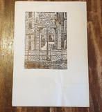 Houtsnede Oudemanhuispoort door Joh. Eshuis, Antiek en Kunst, Kunst | Etsen en Gravures, Ophalen of Verzenden