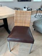 4 KFF Design Eetkamerstoelen - Setprijs!, Ophalen, Gebruikt, Bruin, Leer