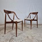 2x Johannes Andersen Uldum 'Model 16' eetkamerstoel teak 60s, Ophalen, Twee, Bruin, Scandinavisch, louis van teeffelen, jaren 70