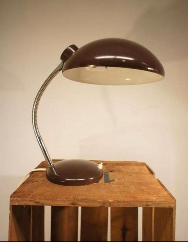 Vintage industriële bureaulamp bruin.14, Antiek en Kunst, Antiek | Lampen, Ophalen of Verzenden