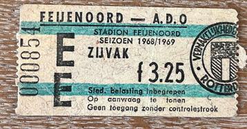Toegangskaartje Feijenoord - ADO seizoen 1968/69 beschikbaar voor biedingen