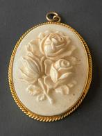 Oude cameo roos hanger, Ophalen of Verzenden, Gebruikt, Wit, Steen of Mineraal