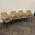4 Fluwelen Eetkamerstoelen Beige, Overige materialen, Overige kleuren, Ophalen of Verzenden, Zo goed als nieuw