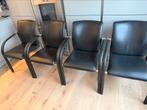 Leolux Cimarrone zwart leren design eetkamerstoelen., Huis en Inrichting, Stoelen, Ophalen, Zwart, Leer, Vier