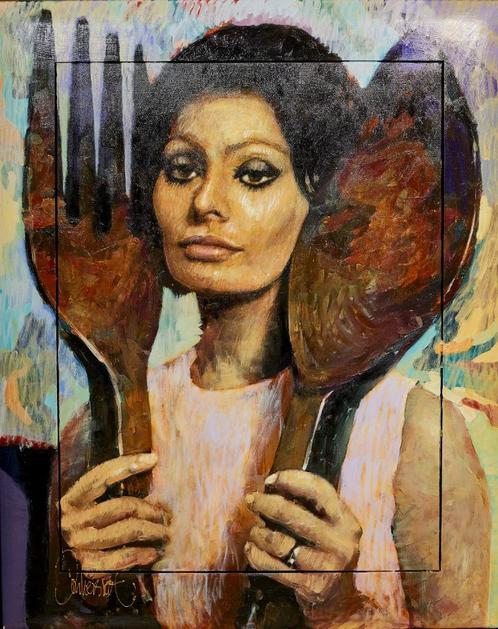 Peter Donkersloot - Sophia Loren schilderij keuken, Antiek en Kunst, Kunst | Schilderijen | Modern, Ophalen of Verzenden