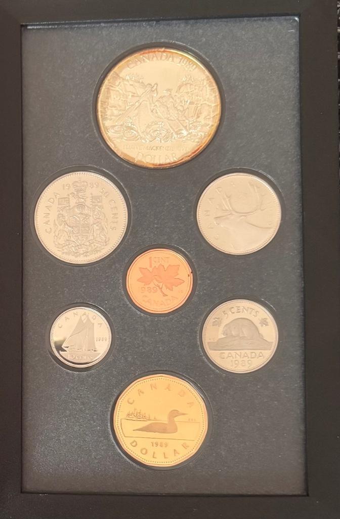 1989 Canada Jaarset dollarmunten + zilveren dollar, Postzegels en Munten, Munten | Amerika, Noord-Amerika, Zilver, Ophalen of Verzenden