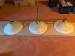 Plafondlamp met 3 glazen kappen, Ophalen, Gebruikt, Glas, 50 tot 75 cm