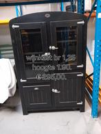 Zwarte Wijnkast met Glasdeuren, 100 tot 150 cm, Glas, Onbekend, Ophalen of Verzenden