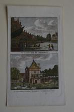 LEEUWARDEN 2x STADSGEZICHT boven elkaar Kopergravure E37, Antiek en Kunst, Verzenden