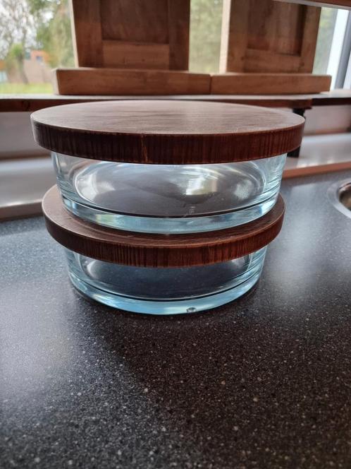 2 grote glazen snoep/koek potten, stapelbaar., Huis en Inrichting, Overige Huis en Inrichting, Zo goed als nieuw, Ophalen of Verzenden