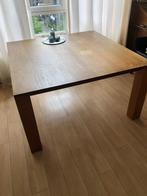 Grote vierkante houten eettafel, Ophalen, Gebruikt, Vijf personen of meer, 100 tot 150 cm