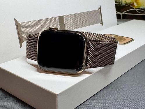Apple Watch 8 41MM Gold Stainless Milanese Cell Als Nieuw, Sieraden, Tassen en Uiterlijk, Smartwatches, Zo goed als nieuw, iOS