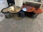 Goud met zwart of bruine salon/bijzet tafels, Ophalen, 50 tot 100 cm, Zo goed als nieuw, Minder dan 50 cm
