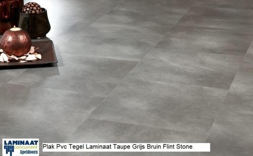 Grote Plak Pvc Tegel Flint Stone Taupe 49 cm X 49cm €11,95m2, Huis en Inrichting, Stoffering | Vloerbedekking, Nieuw, Laminaat