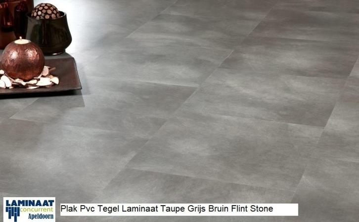 Grote Plak Pvc Tegel Flint Stone Taupe 49 cm X 49cm €11,95m2, Huis en Inrichting, Stoffering | Vloerbedekking, Nieuw, Laminaat