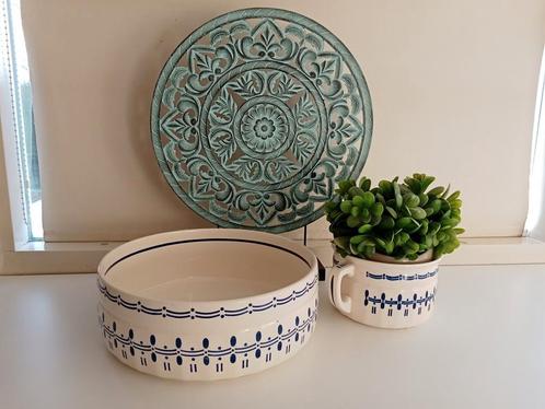 Brocante porseleinen lampet antieke schaal met toiletpot, Antiek en Kunst, Curiosa en Brocante, Ophalen of Verzenden