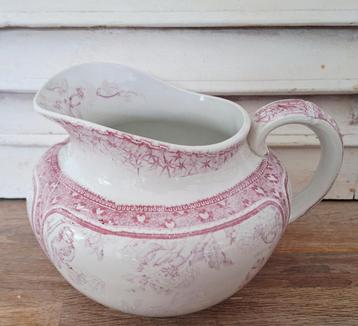 Prachtige antieke kan, roze, vogels, Lunéville, Printanier beschikbaar voor biedingen