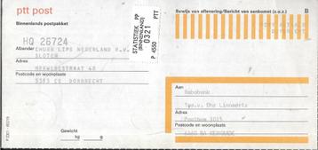 PTT Strookje Statistiek P 4550 op pakketkaart beschikbaar voor biedingen