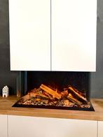 tv haardmeubel tv meubel met elektrische haard, Nieuw, 200 cm of meer, Eikenhout, Strak modern scandinavisch