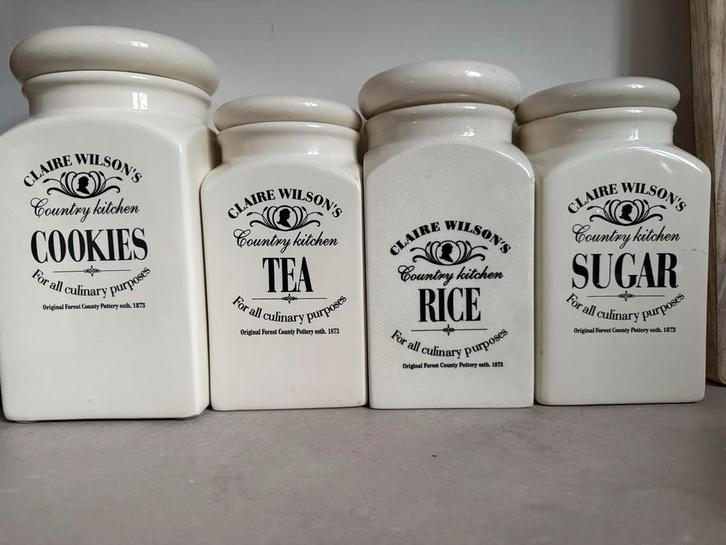 4 Claire Wilson Voorraadpotten, Huis en Inrichting, Keuken | Keukenbenodigdheden, Zo goed als nieuw, Ophalen of Verzenden