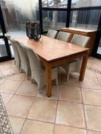 Tafel + stoelen, Gebruikt, Teakhout, 200 cm of meer, Vijf personen of meer