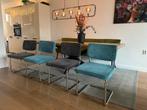 4 ribstof corduroy eetkamerstoelen, Huis en Inrichting, Stoelen, Ophalen, Blauw, Zo goed als nieuw, Vier