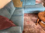Hoekbank/chaise longue blauw/turquoise ribstof250-220, Ophalen, Zo goed als nieuw, Stof, Hip