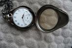 zakhorloge zilver  antiek met houder en ketting, Overige merken, Zakhorloge, Staal, 1900 tot 1930