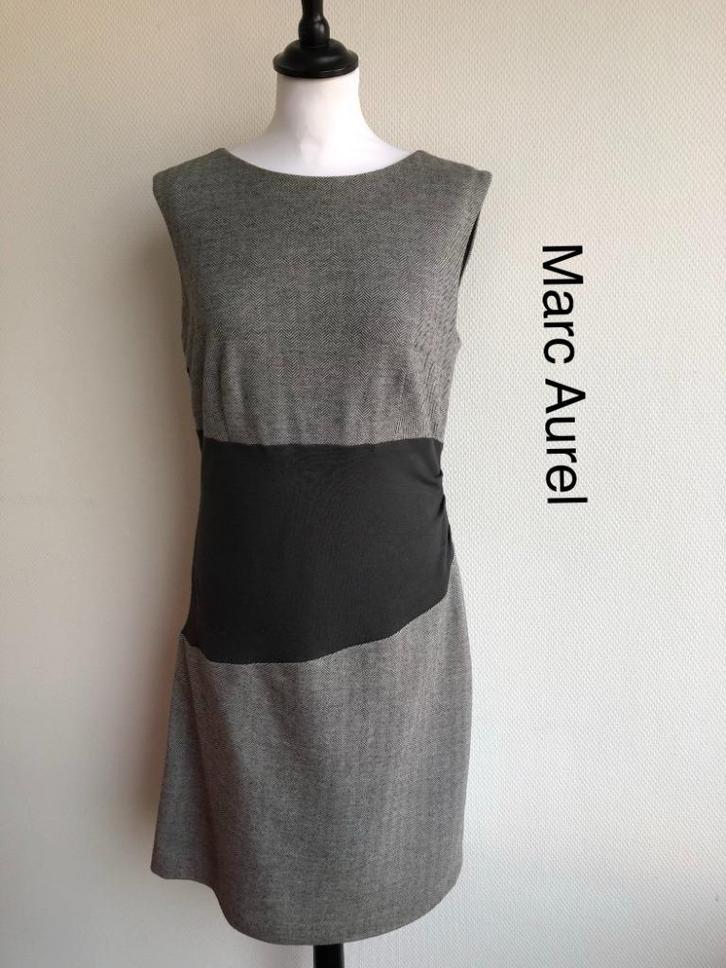 Marc Aurel Jurk 52%wol & 48% katoen {mt: 38} 5482-11,4, Kleding | Dames, Jurken, Zo goed als nieuw, Maat 38/40 (M), Grijs, Onder de knie