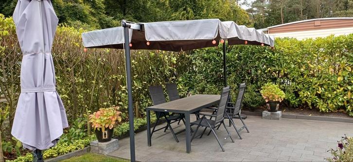 Stoffen overkapping - Parasol, Tuin en Terras, Overkappingen, Gebruikt, Tuinpaviljoen, Ophalen