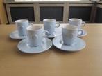 Douwe Egberts 5 lichtblauwe kop D7cm H8cm schotels D15cm, Ophalen of Verzenden, Zo goed als nieuw, Overige stijlen, Kop(pen) en/of Schotel(s)
