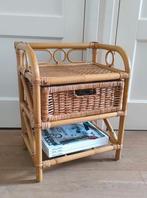 vintage nachtkastje rotan lade riet vintage kastje, Ophalen of Verzenden, Gebruikt, Hout, Minder dan 45 cm