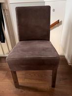 6 Eetkamerstoelen - Suedé en hout, Huis en Inrichting, Stoelen, Ophalen, Gebruikt, Bruin, Vijf, Zes of meer stoelen